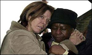 Lucy Cope (left) and Marne Bertrand. Ms Bertrand lost her son Duane 21 to gun crime