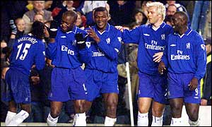 Chelsea players celebrate the victory