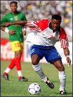Frank Seator in full flight against the Nations Cup hosts, Mali.