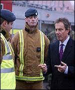 Tony Blair visits an army base in Darlington