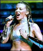 Kylie Minogue sings in concert