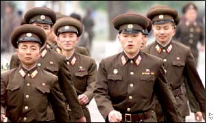 North Korean soldiers marching