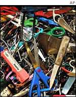 Knives, scissors and box cutters confiscated during earlier security checks