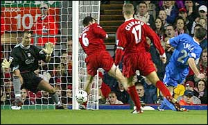 Ipswich's Tommy Miller scores in the 14th minute