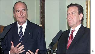 French President Jacques Chirac (left) with German Chancellor Gerhard Schroeder