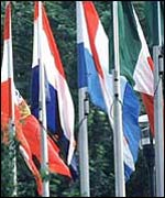EU flags in Brussels