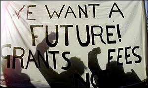 student rally in London on Wednesday