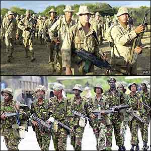 Kenyan soldiers and US marines