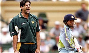 Wasim Akram and Indian batting star Sachin Tendulkar