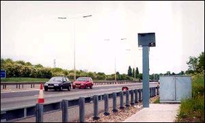 The speed camera, M11 before being knocked over