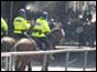Mounted police confront hooligans