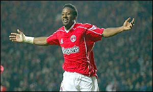 Jason Euell celebrates scoring Charlton's opening goal
