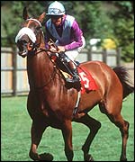 Willie Carson and Lochsong before the 1994 July Cup at Newmarket