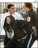 Korean protester arrested in front of the White House
