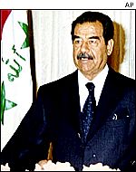 Saddam Hussein addressing Kuwaitis