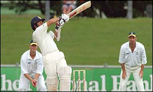 India batsman Sachin Tendulkar hits a pull shot
