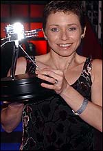 Marathon runner Jane Tomlinson with the Helen Rollason Award