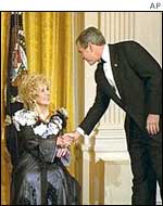 Dame Elizabeth was greeted by George Bush