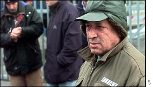 Fiat worker outside the Termini Imerese factory near Palermo