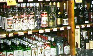Off licence shelves