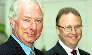 Ex-Marconi chiefs Lord Simpson (left) and John Mayor (right)