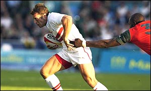 Paul Sampson in action for England in the Commonwealth Games rugby sevens