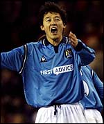 Sun Jihai of Manchester City celebrates his goal