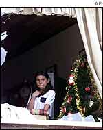 Apartment window shattered by bomb blast