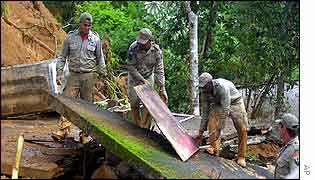 Rescue workers at the scene