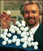 Noel Edmonds with his lottery balls