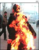 Kashmir activist fire protest