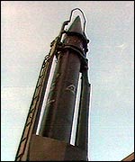 Scud missile in its launcher