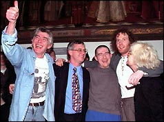 James Robinson (far left), Vincent Hickey (in sweater) and Michael Hickey