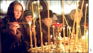 Orthodox Christmas service at Christ the Savior Cathedral in Moscow