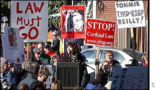 A demonstration in Boston calling for Cardinal Bernard Law to resign