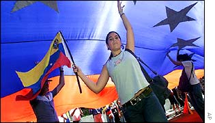 Opposition marchers on the streets of Caracas