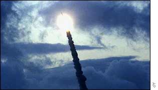 A dummy missile is launched during test