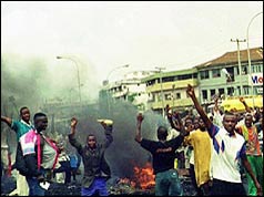 Photo of rioting Nigerians
