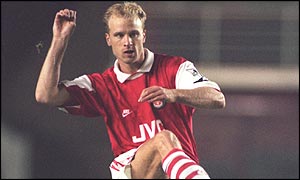 October 1997 - Bergkamp got off the mark with a stunning double against Southampton