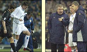 Michael Bridges goes off with a serious cruciate injury as Robbie Fowler replaces him