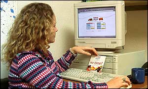 A woman shopping on the internet