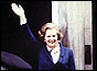 Margaret Thatcher on the steps of Number 10 Downing St