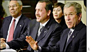 George Bush and Recep Tayyip Erdogan