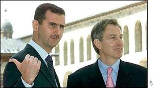 Syrian President Bashar al-Assad (l) and UK Prime Minister Tony Blair