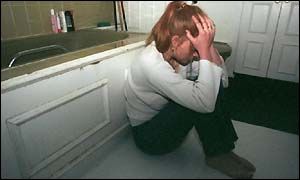 Violence victim posed by model