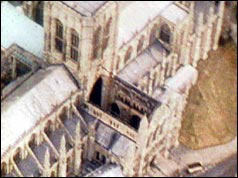 Photo of the damaged wing of York Minster