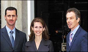 Syrian President Bashar al-Assad and wife Asma meet Tony Blair