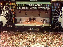 Photo of Wembley Stadium midway through the Live Aid concert