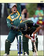 Wicket-keeper Boucher appeals for a catch