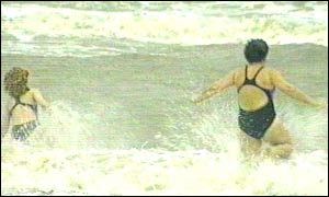 Swimmers at Lowestoft beach